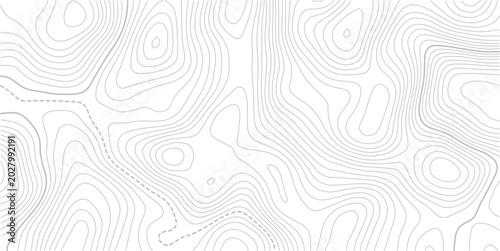 The black grey on white contours vector topography stylized height of the lines.Mountain hiking trail over terrain. Contour background geographic grid. Map vector terrain Illustration. 
