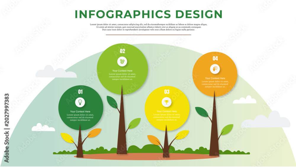 Fototapeta premium Creative Eco Tree Infographic Design with Business Concept