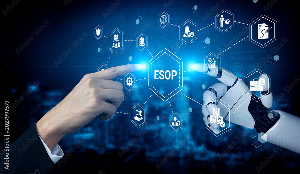 Obraz premium Artificial intelligence enhances ESOP incentive system and employee growth program for reward and engagement Parse