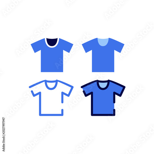 T Shirt Icon Set Line Flat Outline Clothing Fashion Vector Illustration Collection