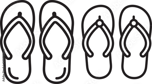 Schilderij op canvas Four flip flop icons in a row, simple vector illustration