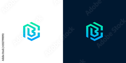 Fotografía Dynamic and futuristic letter B monogram logo skillfully integrated within a geo