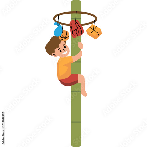 Indonesia Independence Day Traditional Games Illustration