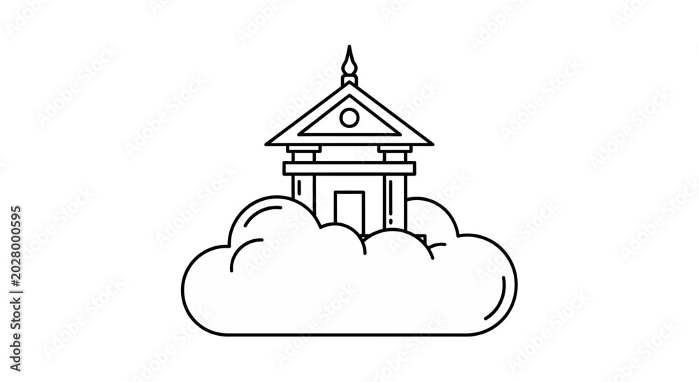 Fototapeta premium Conceptual Cloud Building: Abstract Architecture Floating in Sky