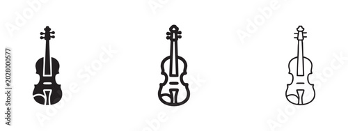 Bild auf Leinwand Violin icon set. Classical string instrument.