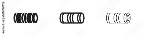 Fotografie Set of three weighted roller icons, solid black, outline black, outline white