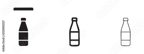 Foto Bottle icon set, vector illustration in black and white