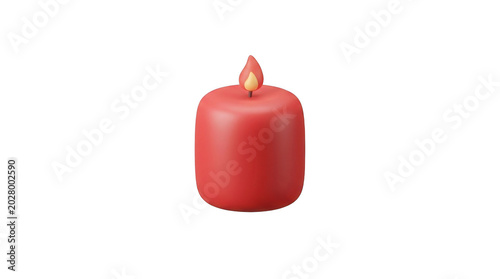 Cute 3d Red Candle With Burning Flame