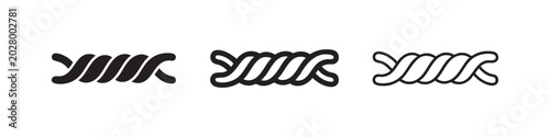 Bild auf Leinwand Twisted rope or wire cable icons in solid and line art styles