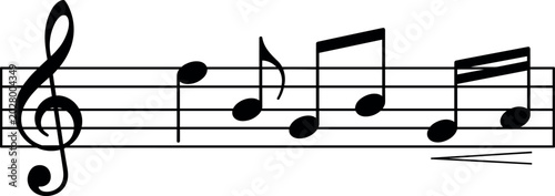 Bild auf Leinwand Musical Staff Vector with Treble Clef and Notation Elements for Classical Music