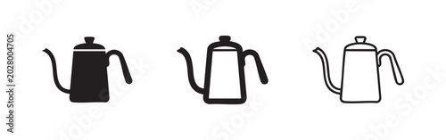 Photos Gooseneck Pour Over Coffee Kettle Icon Set in Different Styles