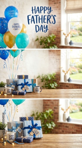 Father's day celebration home gift display cozy atmosphere heartwarming family moment