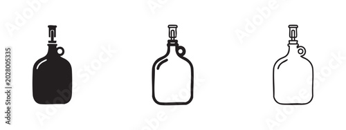 Bild auf Leinwand Fermentation Carboy Jug Airlock Icons Set