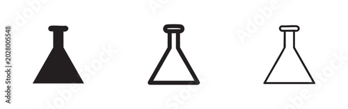 Tableau sur toile Conical Flask Beaker Icon Set, Chemistry Laboratory Glassware Vector Illustratio