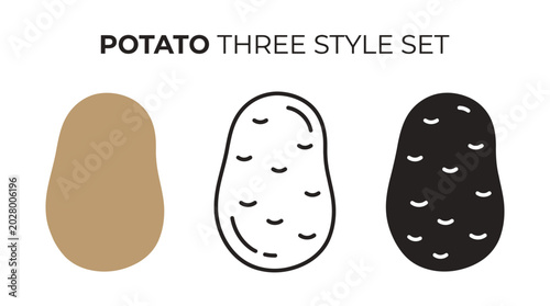 Potato Three Style Set Illustrations For Food Concepts