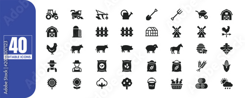 Canvastavla Farm and agriculture editable icons set