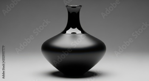 Elegant black vase with smooth contours and subtle neck design on neutral background