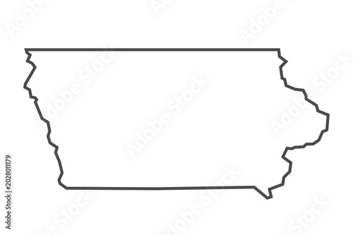 Iowa State Outline Gray Vector Map Minimalist Design