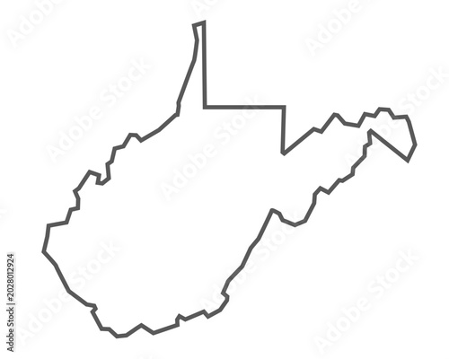 West Virginia State Outline Gray Vector Map Minimalist Design