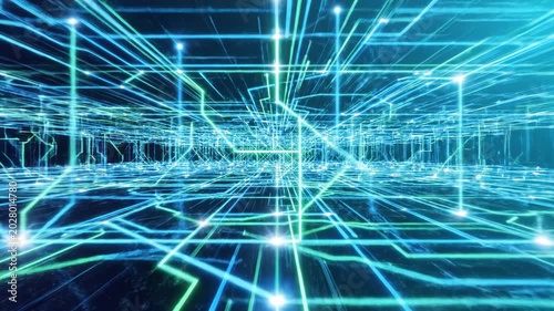 Abstract digital network of glowing lines