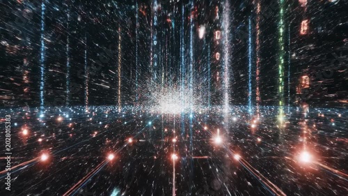 Abstract digital expanse, luminous energy flow