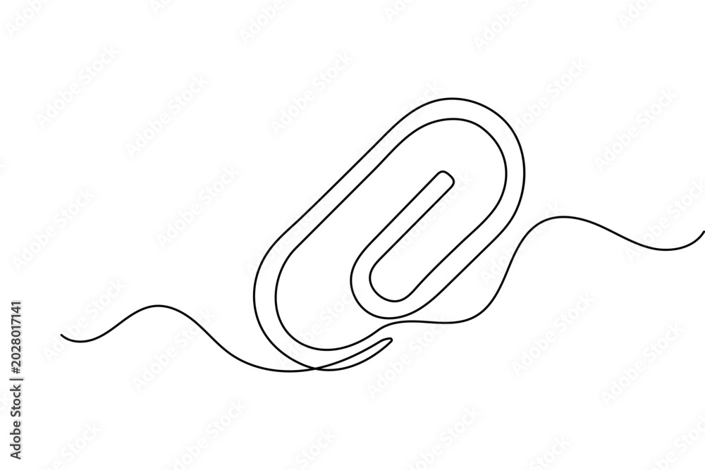Obraz premium Minimalist single line art of a paperclip, clean outline vector for office and business design