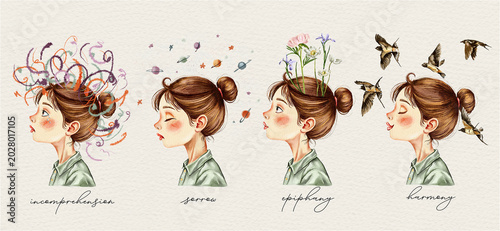 Foto emotional states of a person, harmony, sadness, insight, misunderstanding