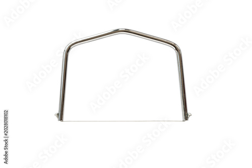 Cuadro en lienzo Stainless steel wire foie gras slicer photographed isolated on white background