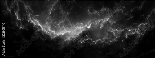 Cuadro en lienzo Abstract nebula swirl in monochrome palette, cosmic dust cloud, stellar formation, vast universe exploration