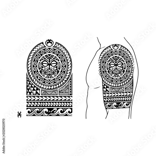 Tribal Tattoo Design Vector Illustration in Black Ink Style