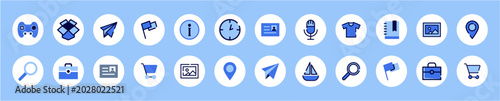 Flat Line Business and Financial Technology Vector Icon Set