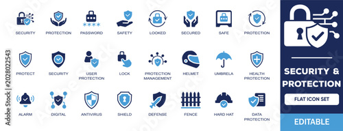 Tableau sur toile Security & Protection editable solid icon set