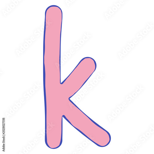 Pastel Doodle Lowercase Letter K Illustration