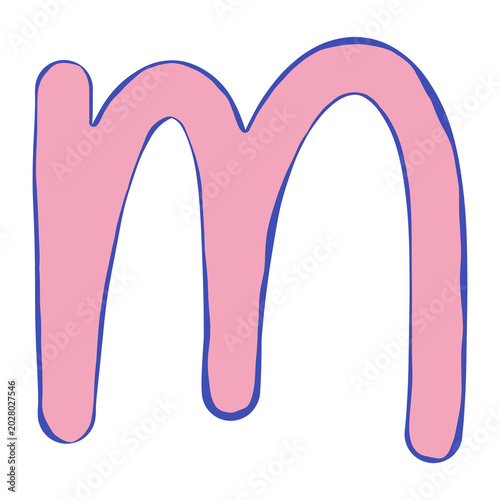 Pastel Doodle Lowercase Letter M Illustrationpastel