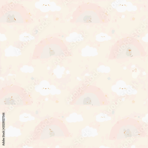 seamless pattern with flowers and birds