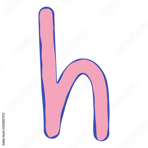 Pastel Doodle Lowercase Letter H Illustration