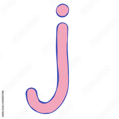 Pastel Doodle Lowercase Letter J Illustration