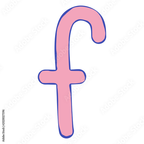 Pastel Doodle Lowercase Letter F Illustration