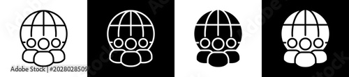 Schilderij op canvas Global Connection Line And Glyph Icon In Black White Background