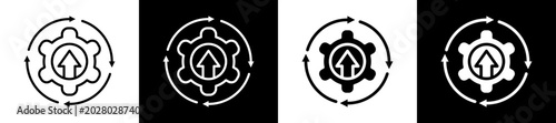 Obraz na plátne Continuous Line And Glyph Icon In Black White Background