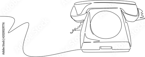 Tablou pe pânză Continuous line drawing of classic vintage rotary telephone