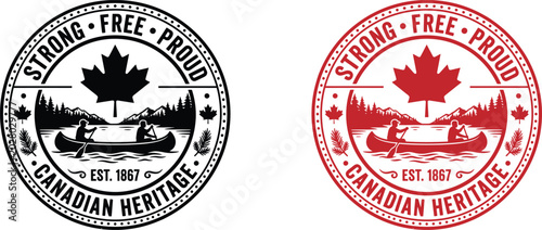 Foto Canadian heritage logo with canoe and maple leaf for patriotism and national pri