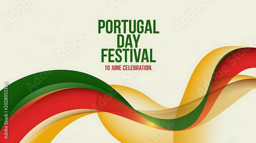 Portugal day festival celebration with abstract wavy shapes