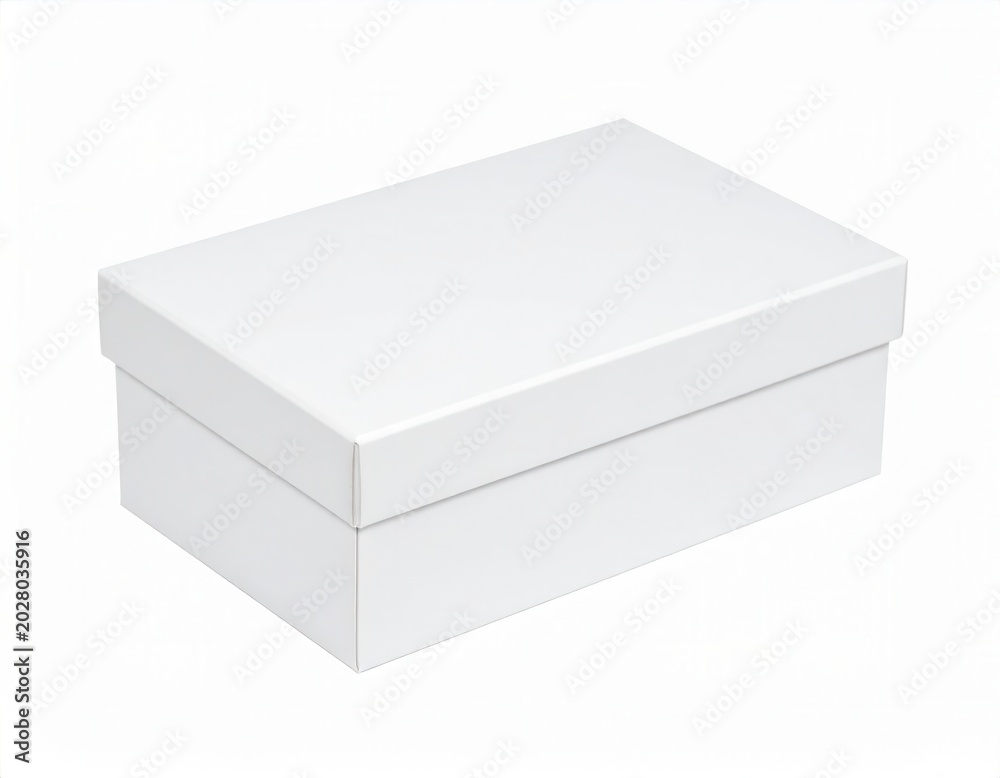 Fototapeta premium Elegant rectangular box with smooth white finish captures attention with its minimalist design in a well-lit studio setting