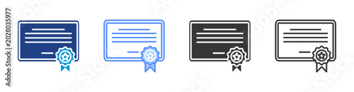 Certification icon set multiple style collection	