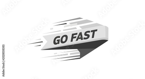 Canvastavla Go Fast Speed Ribbon Banner with Motion Blur Effect - Vector Graphic