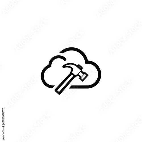 Billede på lærred A hammer strikes a cloud with a forceful blow indoors.