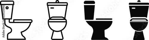 Canvastavla Four toilet line and silhouette bathroom symbol sanitary ware