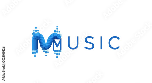Foto Modern Music Logo with Sound Waves and Blue M Letter