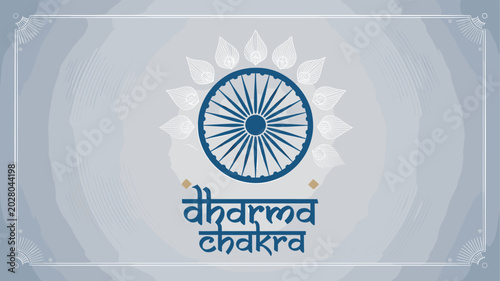 Photos The Dharma Chakra, a symbol of righteousness and cosmic order, is depicted with intricate detail against a soft, textured background